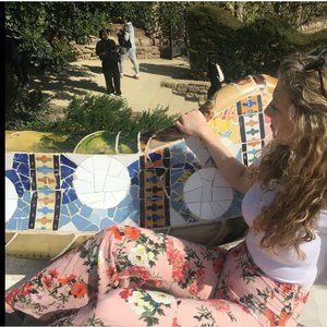 Pink Floral Flare Pants